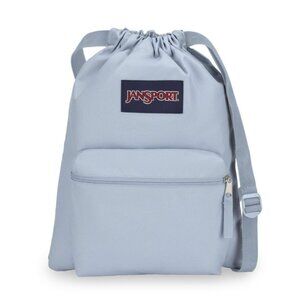 JanSport Drawstring Backpack With Front Zipper Pocket In Light Blue